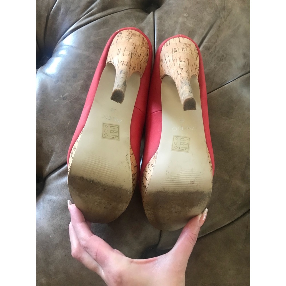 🌺Orange Suede Aldo peep toe pumps size 38/8 - Picture 6 of 8